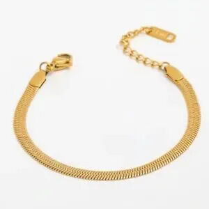 Trendy Gold Stainless Steel Snake Chain Anklet Bracelet C Minimalist Chic